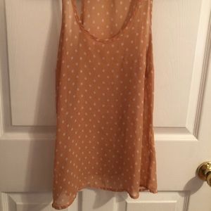 Polka dot pink chiffon tank top
